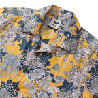 Yellow Hawaiian Shirt For Men Japanese Flower Shirt Camp Collar 100% Cotton Shirt By Yakima