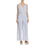 Cupio Womens Stripe Wide-Leg Jumpsuit Blue, Large