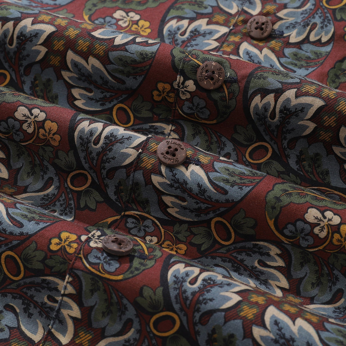Vintage Hawaiian Shirt For Men Vibrant Cycle Morris Shirt Camp Collar 100% Cotton By Cigar