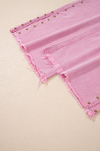 Studded Side Split Hem Wide Leg Jeans