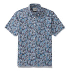 Men's Hawaiian Shirt Vintage Floral Print Cotton Button-down Short Sleeve Aloha Shirt By Amy