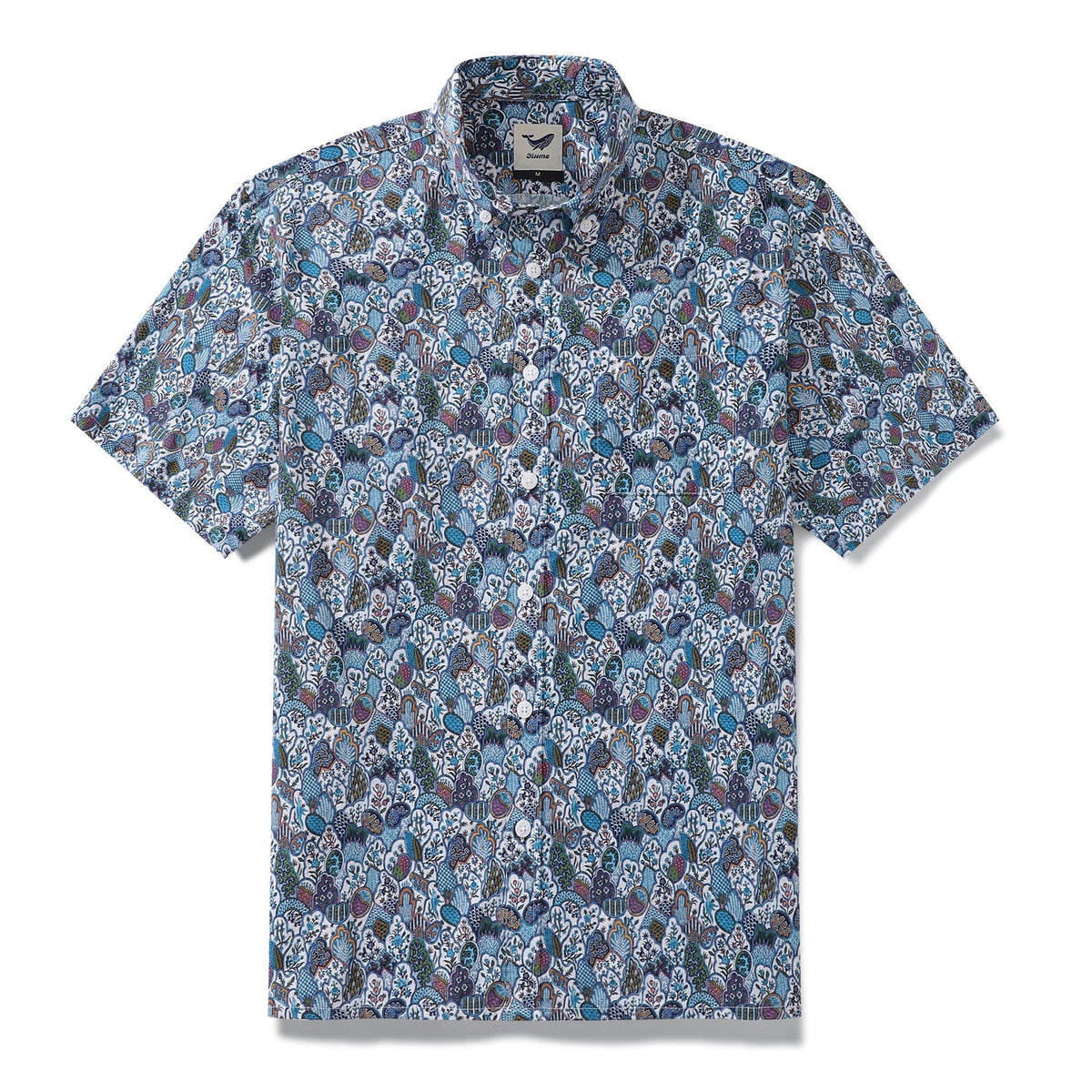 Men's Hawaiian Shirt Vintage Floral Print Cotton Button-down Short Sleeve Aloha Shirt By Amy
