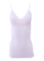 EGI Luxury 100%"Filo di Scozia Cotton Women's Camisole Tank with Lace Trim. Proudly Made in Italy.(2107)