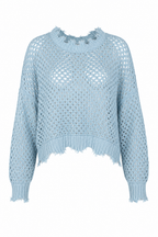 Pima Cotton Hamptons Crewneck Crochet Sweater - Cameo