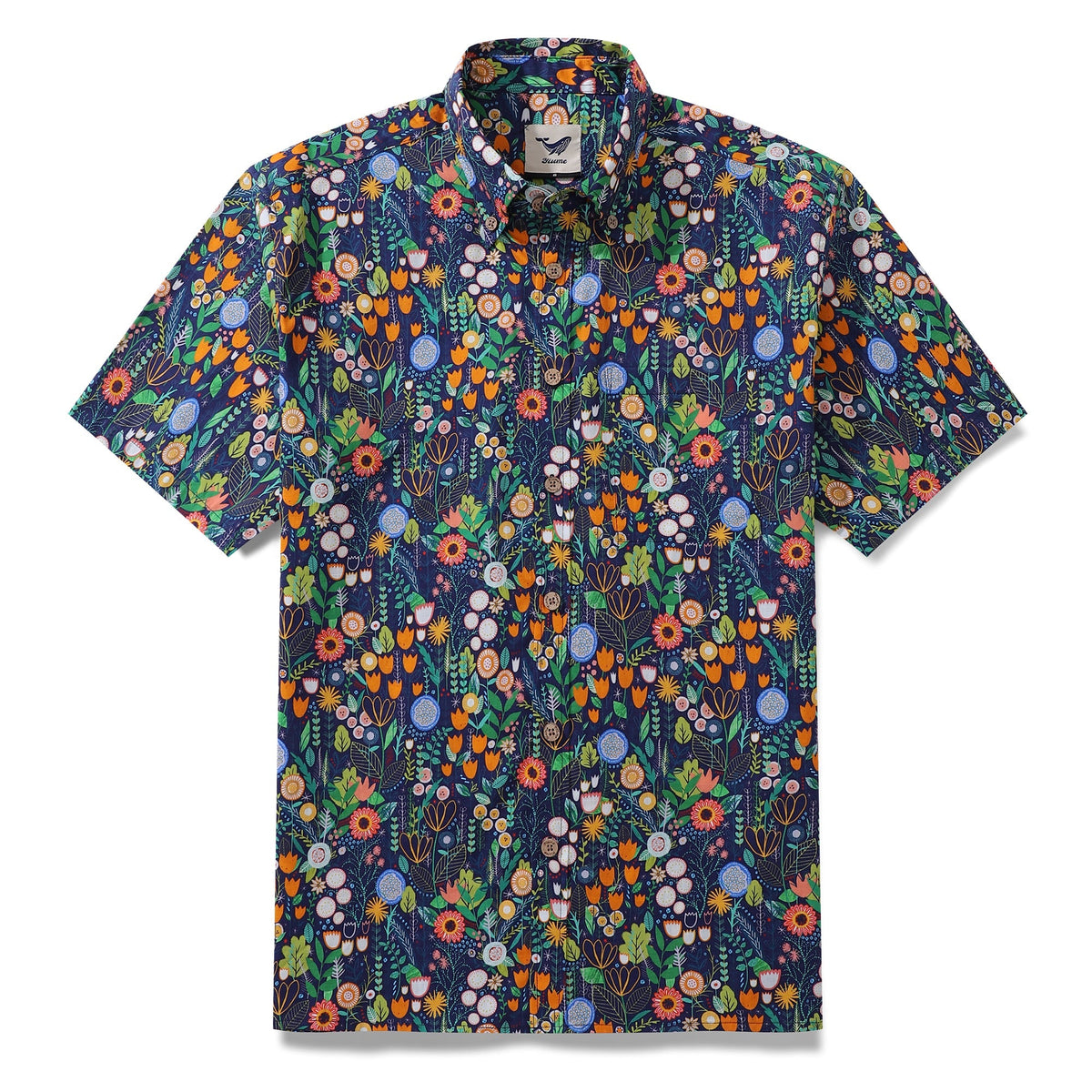 Floral Hawaiian Shirt For Men Button-down Short Sleeve 100% Cotton Shirt By Rachel Parker