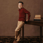 Organic Sweater Henley with Elbow Patches - Baby