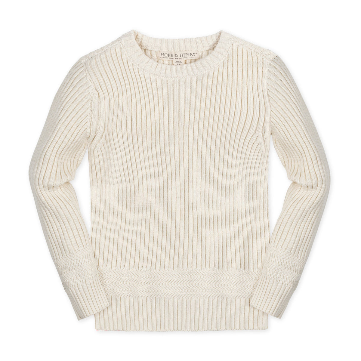 Organic Herringbone Detail Crew Neck Sweater - Baby