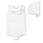 Organic Ruffle Sweater Romper and Bonnet Set