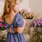 Crochet Trim Organic Chambray Dress - Baby