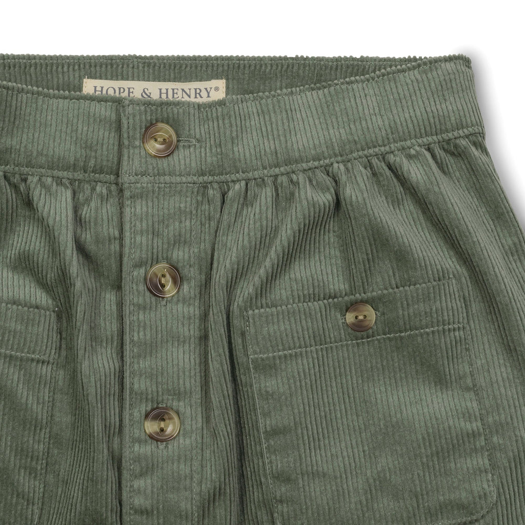 Organic Corduroy Button Front Skirt
