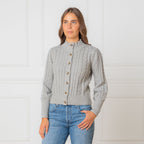 Organic Mock Neck Cable Cardigan