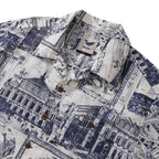 Hawaiian Shirt For Men Artistic Mark Print Shirt Camp Collar 100% Cotton By Yeti