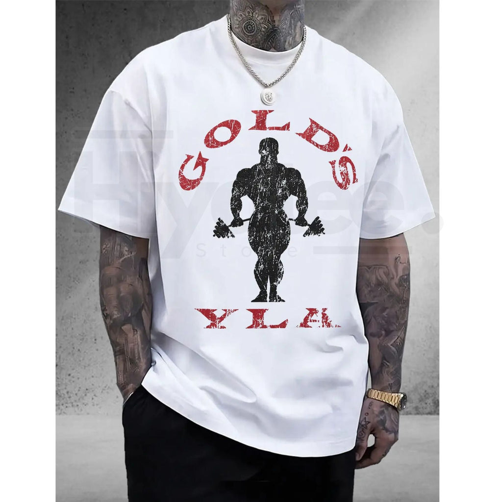 Gold's Gym Weightlifting Graphic Tee – Men's 100% Cotton Bodybuilding T-Shirt