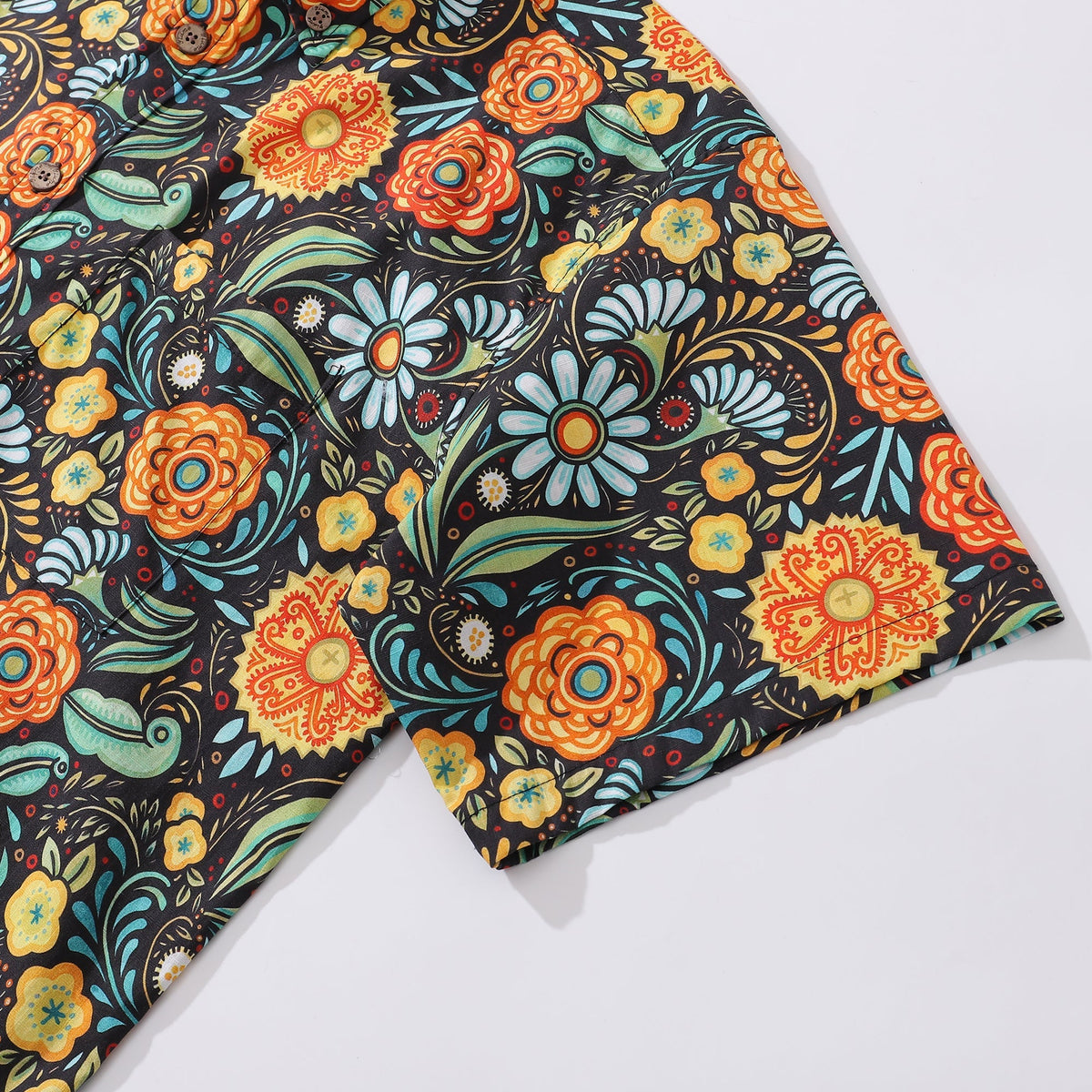 1950s Hawaiian Shirt For Men Flower Button-down Shirt Short Sleeve 100% Cotton Shirt By Seven