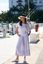 Cotton Gaucho Pants - Nautical Stripe