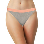 High Waist Cotton Thong with Shimmer Elastic