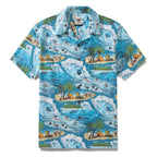 Vintage Hawaiian Shirt For Men Ocean Thrills Camp Shirt 100% Cotton By Sun