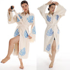 Handcrafted Organic Cotton Kimono in Blue Sea Coral
