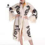Boho Cotton Bath Robe – Organic Cotton Kimono Robe for Women, Dragon Gown & Beach Cover Ups