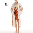 Unique Sun Stamped Robe: Eco-Friendly Organic Cotton Boho Kimono