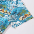 Vintage Hawaiian Shirt For Men Ocean Thrills Camp Shirt 100% Cotton By Sun