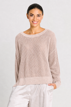 Pima Cotton Metallic Mini Seed Stitch - Blush/Silver