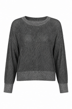 Pima Cotton Metallic Mini Seed Stitch - Asphalt/Silver