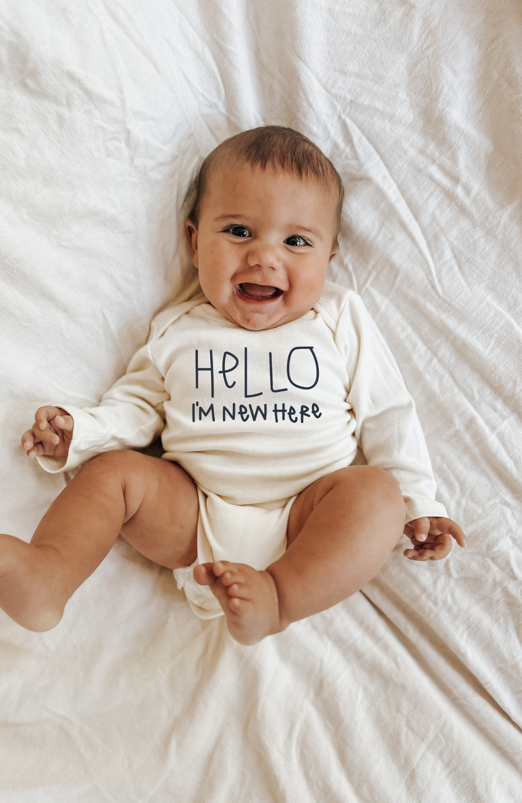 Hello I'm New Here Organic Bodysuit Long Sleeve