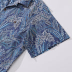 Hawaiian Shirt For Men Tropical Blues Print Shirt Camp Collar 100% Cotton Shirt By Cigar