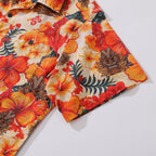 Tiki Hawaiian Shirt For Men Designer Floral Shirt Camp Collar 100% Cotton By Yakima