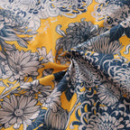 Yellow Hawaiian Shirt For Men Japanese Flower Shirt Camp Collar 100% Cotton Shirt By Yakima