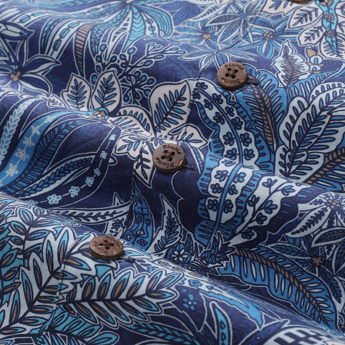 Hawaiian Shirt For Men Tropical Blues Print Shirt Camp Collar 100% Cotton Shirt By Cigar