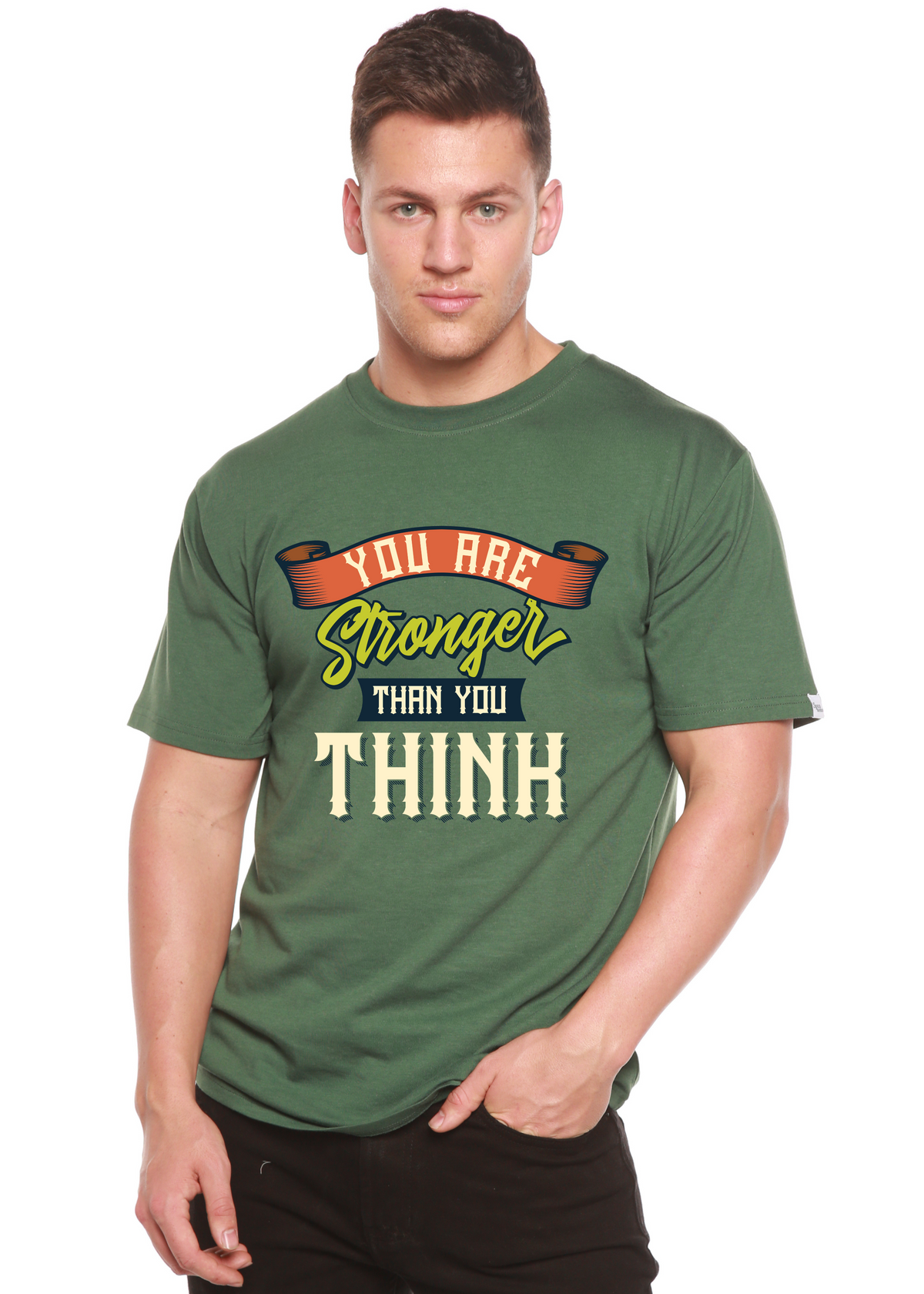 You Are Stronger Than You Think Men's Bamboo Viscose/Organic Cotton Short Sleeve Graphic T-Shirt