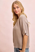 BiBi Short Dolman Sleeves Washed Knit Top