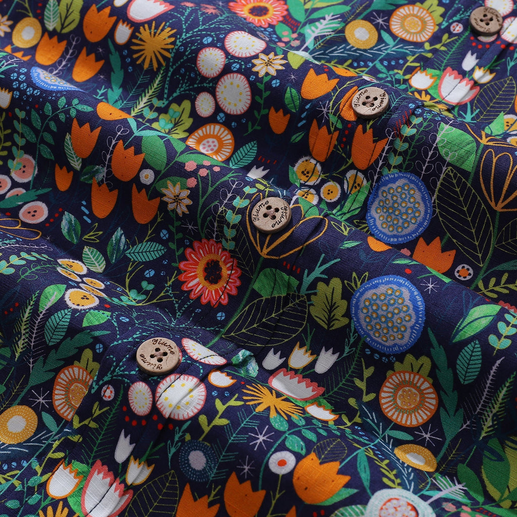 Floral Hawaiian Shirt For Men Button-down Short Sleeve 100% Cotton Shirt By Rachel Parker