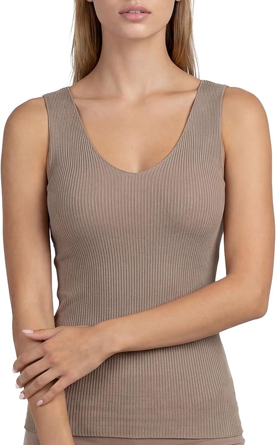 BASIC COTTON Free Spirit Premium Quality 100% Cotton Women's Tank Top. Proudly Made in Italy (603)