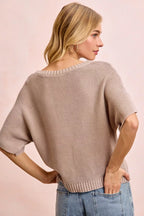 BiBi Short Dolman Sleeves Washed Knit Top