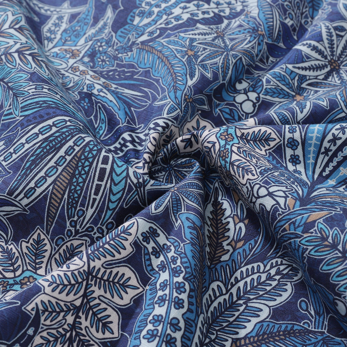 Hawaiian Shirt For Men Tropical Blues Print Shirt Camp Collar 100% Cotton Shirt By Cigar