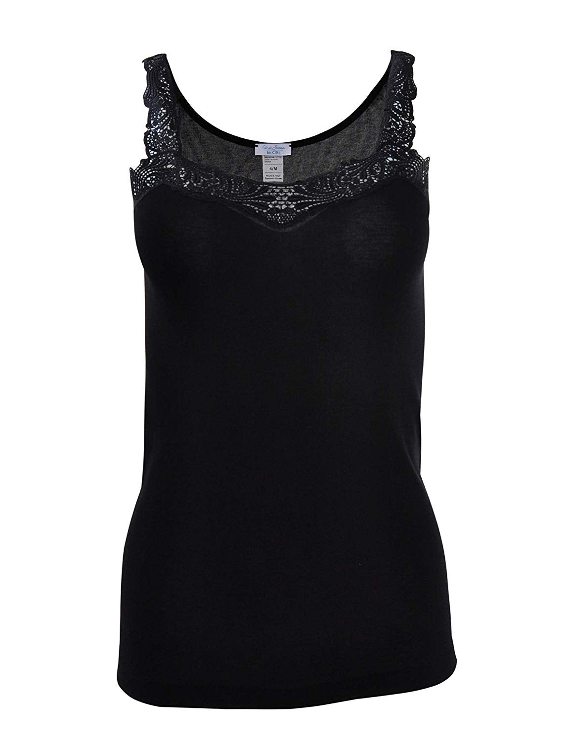 EGi Luxury 100% Filo di Scozia Cotton with Macramé Lace Women's Top S - XXL Made in Italy