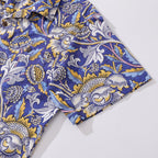 Hawaiian Shirt For Men Azure Garden Print Shirt Camp Collar 100% Cotton By Cigar