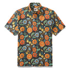 1950s Hawaiian Shirt For Men Flower Button-down Shirt Short Sleeve 100% Cotton Shirt By Seven