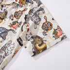 Cat Hawaiian Shirt For Men Ukiyo-e Art Print Camp Collar 100% Cotton Short Sleeve Shirt By Sun