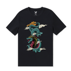 Hawaiian Tee For Men Dragon Soars Tee Crew Neck 100% Cotton - BLACK By Shawn