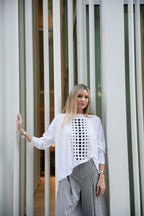 Pima Cotton Dot Dot Dot Luxury Boxy T-Shirt - White/Black