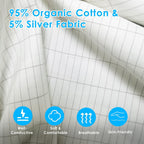 Queen Size Grounding Sheet 95% Organic Cotton 5% Silver Fiber Fitted Grounded Sheet With 15FT Grounding Cord For Improve Sleep Therapy Wellness Benefi