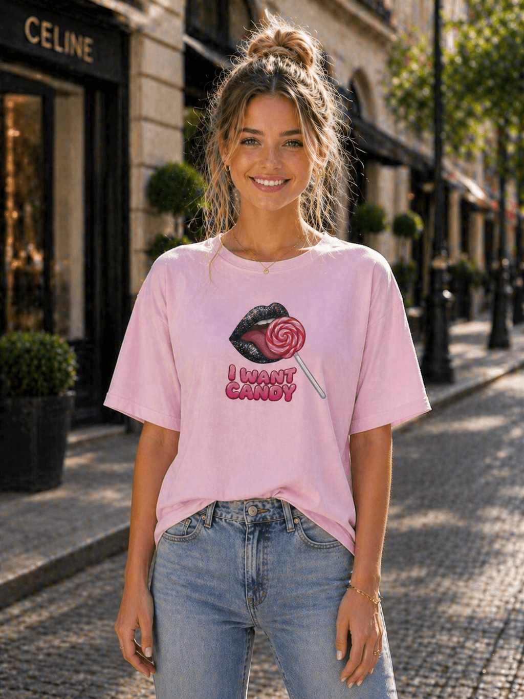 I Want Candy Sweet Lips Women's Cotton T-Shirt