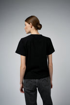 ADRY ORGANIC COTTON CREW NECK T-SHIRT IN BLACK