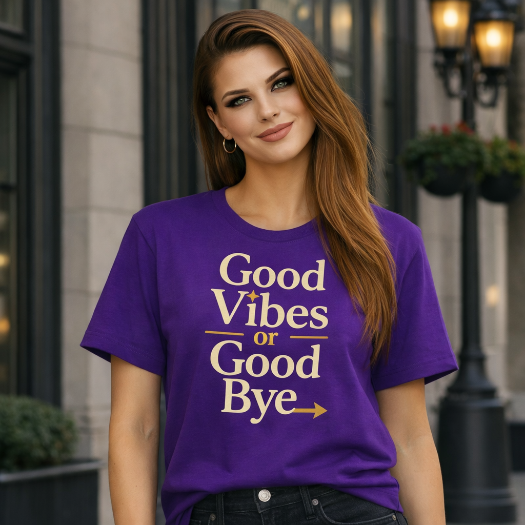 Good Vibes Or Good Bye Energy Check Women's Cotton T-Shirt