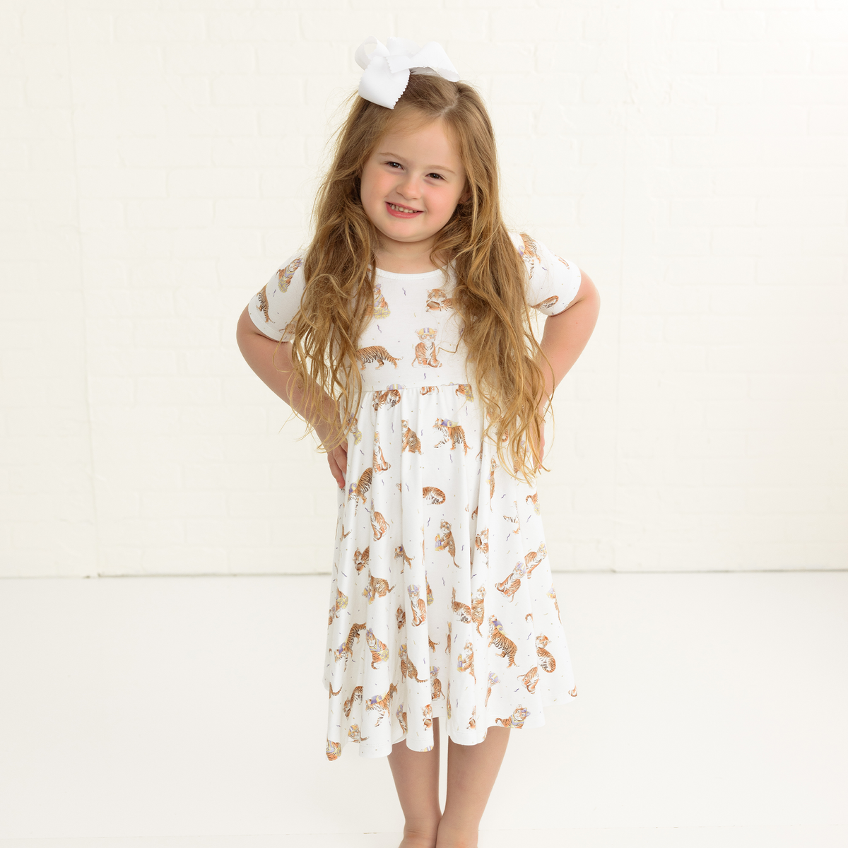 MVC: Purple Tigers Organic Cotton Twirl Dress