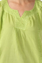 Sakkas Embroidered 100% Cotton Semi-Sheer Short Sleeve Gauzy Top / Blouse